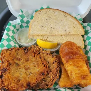 Large fish fry (3 piece) with potato pancakes
