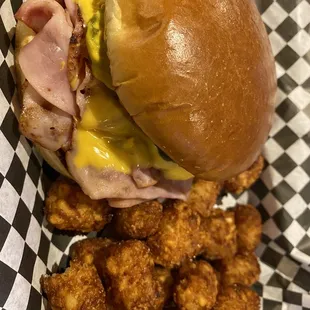 Yummy ham sandwich for brunch! I added cheese, mustard and pickle.