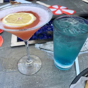 Long Island iced tea and cosmo