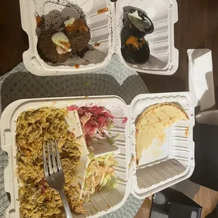NYC Chicken over Rice and side of falafel