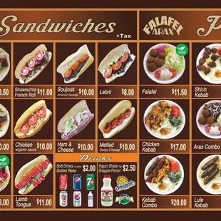 Menu as of October 2022