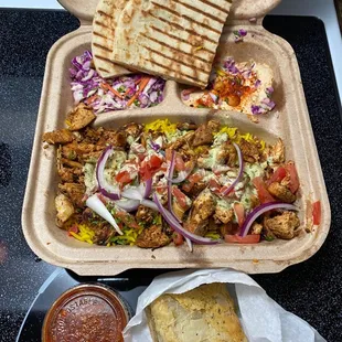 Chicken Shawarma Plate and Baklava