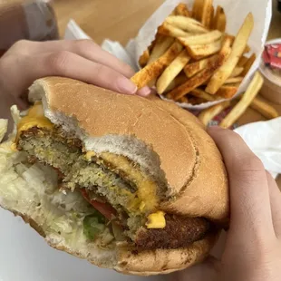 Falafel Burger Combo with cajun fries