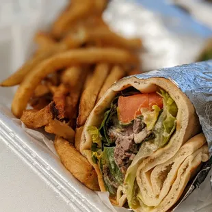 Shawarma Pita with a side of fries
