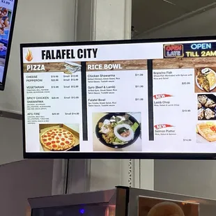 Pizza and rice bowl selections