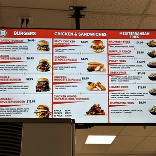 Menu // Burgers, chicken and sandwiches, and Mediterranean
