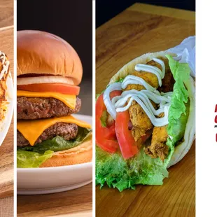 three different views of a sandwich