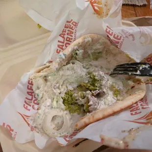 I basically picked the falafel out because the texture resemble a used diaper.