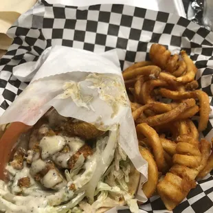 Chicken Wrap with Curly Fries
