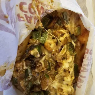 Philly wrap with chicken. Definitely recommend if you are craving something like a Philly.