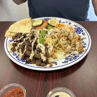 Combination plate after some bites taken