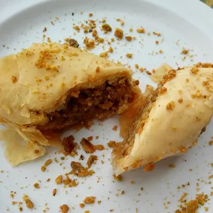 Free baklava mildly sweet.