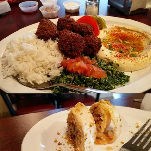 Falafal plate and baklava