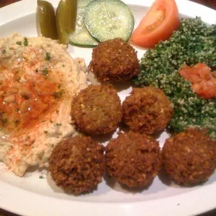 $8.95 - The most awesome Falafel Plate ever.  With Baba Ghanoush and Tabouli