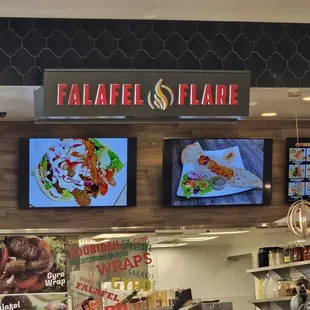 The primary signage and display of food items.