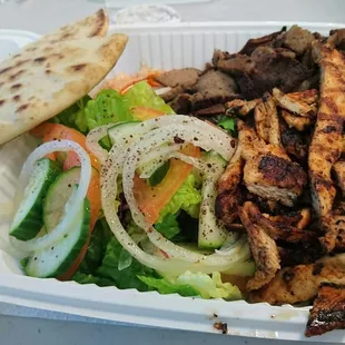 Large portions. Combo plate to go.