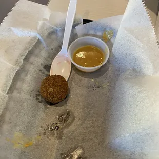 A falafel. They went fast because they were so good!
