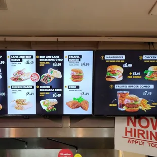 a menu for a fast food restaurant
