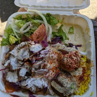 Combo Plate - Beef shawarma and falafels