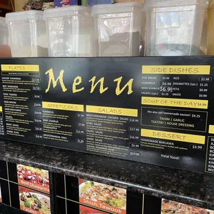 Menu as of February 2024