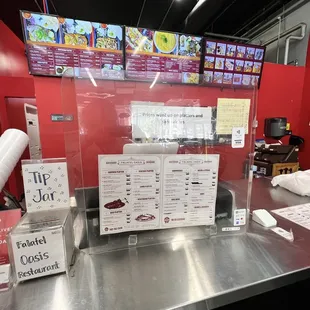 Front counter and menu