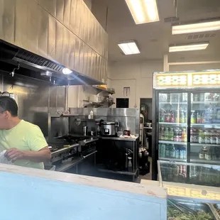 Inside, the owner/chef/cashier hard at work