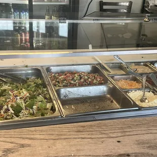 Sides , salad on left was fresh and YES get the dressing