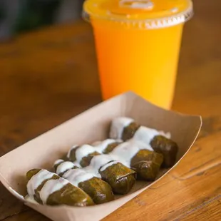 Dolmas and Mango Slushie - IG: @nelson_eats