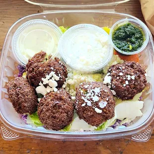 Falafel salad with purple veggies