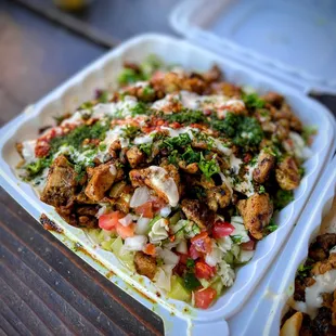 a tray of food on a table