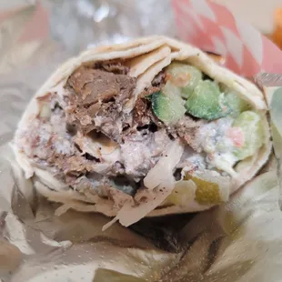 lamb/beef shawarma wrap inside