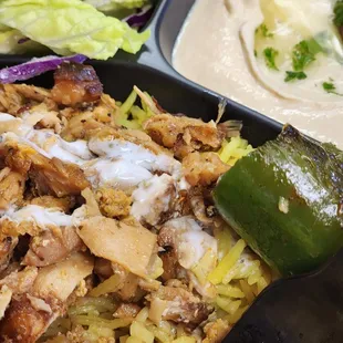 Rice pilaf &amp; chicken shwarma