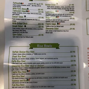 menu