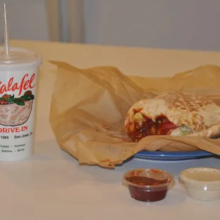 Large falafel and a banana shake. AWESOME! I get hungry just looking at this picture.