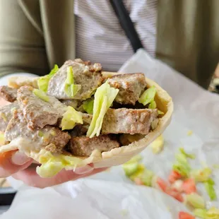 Small gyro with a generous portion of meat