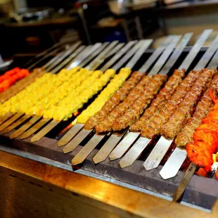 skewered meat and vegetables