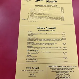 Check out our current lunch and dinner specials!!