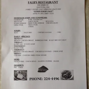 Here is a Menu for those who may want to know what kind of food they have.