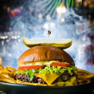 Burger at Falcon's Lair.  Photos by ShootAnyAngle Photography.