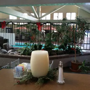 Heated, indoor pool in view.