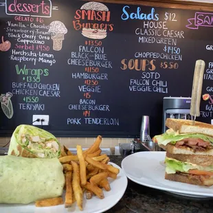 Left: Chicken Caesar Wrap Right: BLT