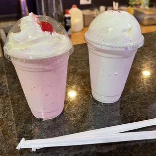 Wild Strawberry and Black Cherry milkshakes.