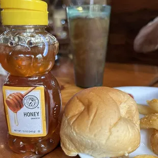 Tossed roll and honey