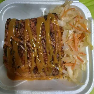 Grilled salmon and steam Cabbage