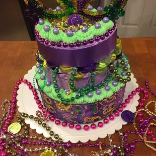 2 Tier Mardi Gras Cake