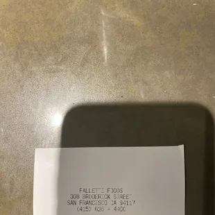 My receipt from today.