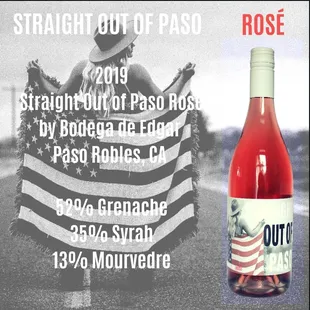 a bottle of rose wine