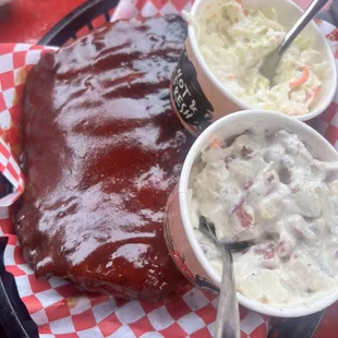 1/2 rack of ribs with 2 sides, Saturday special for $15