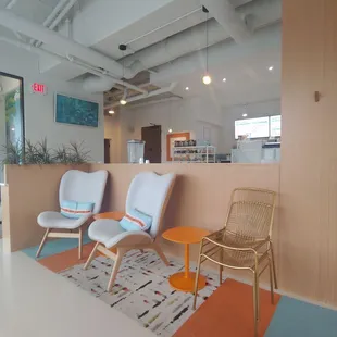 two chairs and a coffee table