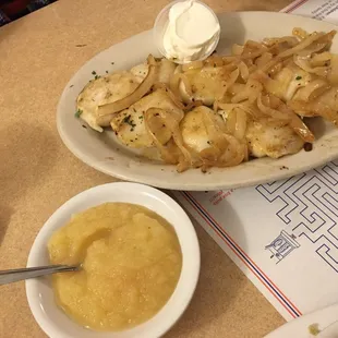 Pierogis w/ applesauce.